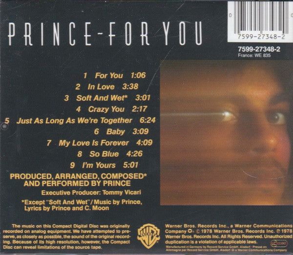 Prince : For You (CD, Album, RE)