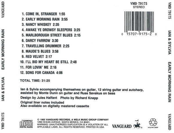 Ian & Sylvia : Early Morning Rain (CD, Album, RE)