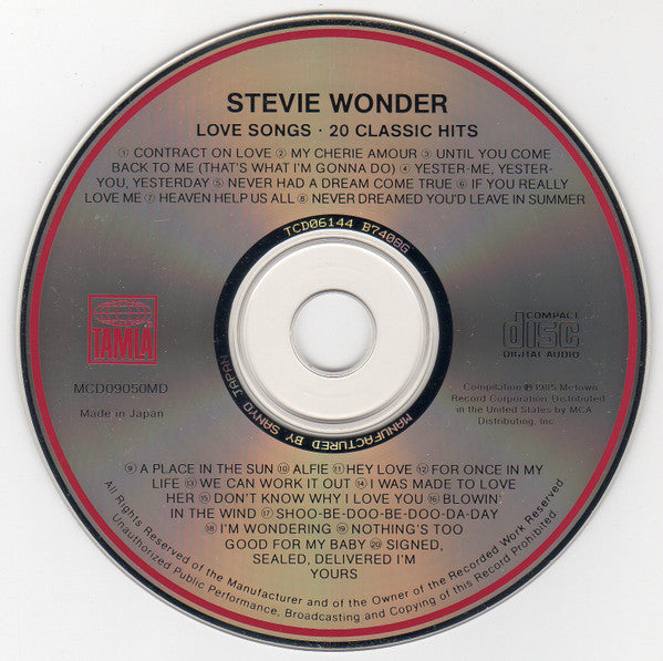 Stevie Wonder : Love Songs: 20 Classic Hits (CD, Comp)