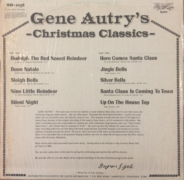 Gene Autry : Gene Autry's Christmas Classics (LP, Album, Comp)