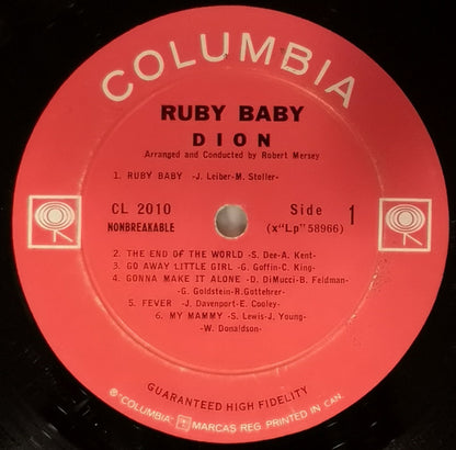 Dion (3) : Ruby Baby (LP, Album, Mono)