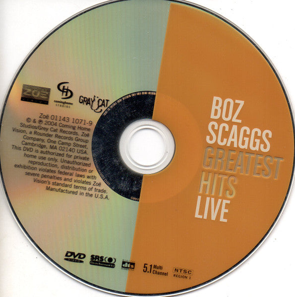 Boz Scaggs : Greatest Hits Live (DVD-V, Multichannel, NTSC, SRS)