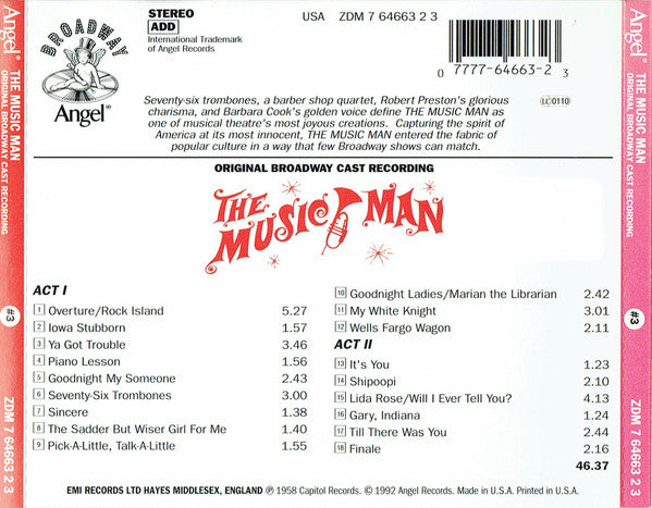"The Music Man" Original Broadway Cast : The Music Man (CD, Album, RE, RM, RP)