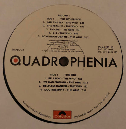 Various : Quadrophenia (Original Motion Picture Soundtrack From The Who Film) (2xLP, Album, Comp, PRC)