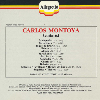 Carlos Montoya : Guitarist (CD, Comp)