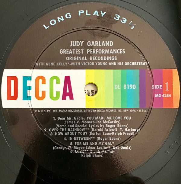 Judy Garland : Greatest Performances Original Recordings (LP, Comp, RP)