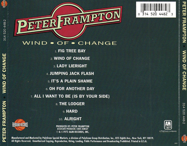 Peter Frampton : Wind Of Change (CD, Album, RE, RM)