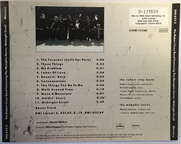 The Robert Cray Band : Midnight Stroll (CD, Album, Club)