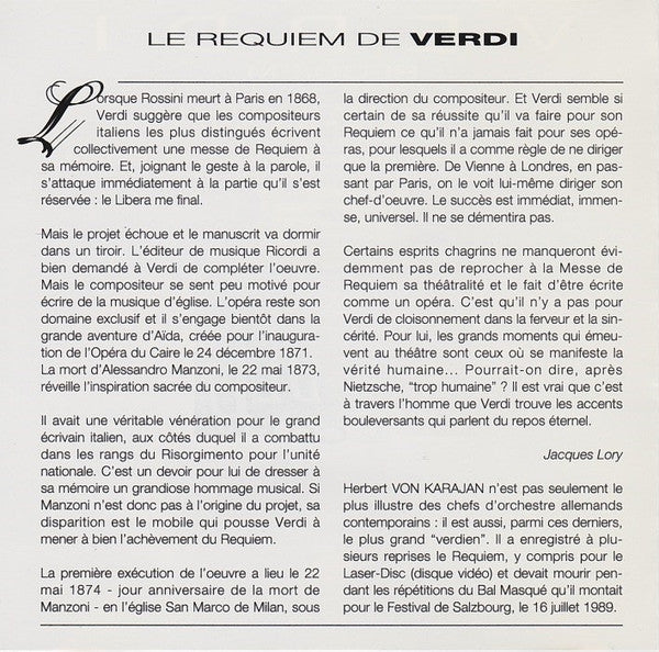 Verdi*, Berliner Philharmoniker, Herbert Von Karajan : Requiem (2xCD, RE)
