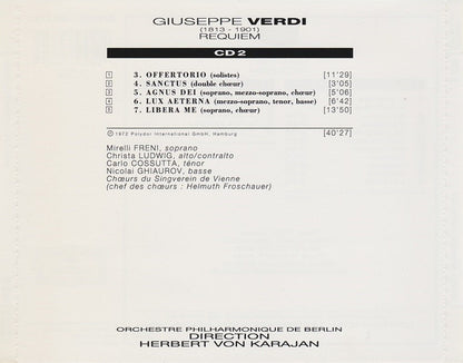 Verdi*, Berliner Philharmoniker, Herbert Von Karajan : Requiem (2xCD, RE)