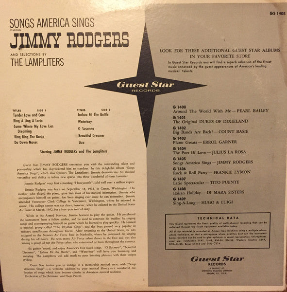Jimmy Rodgers* And The Limeliters : Songs America Sings (LP, Comp)