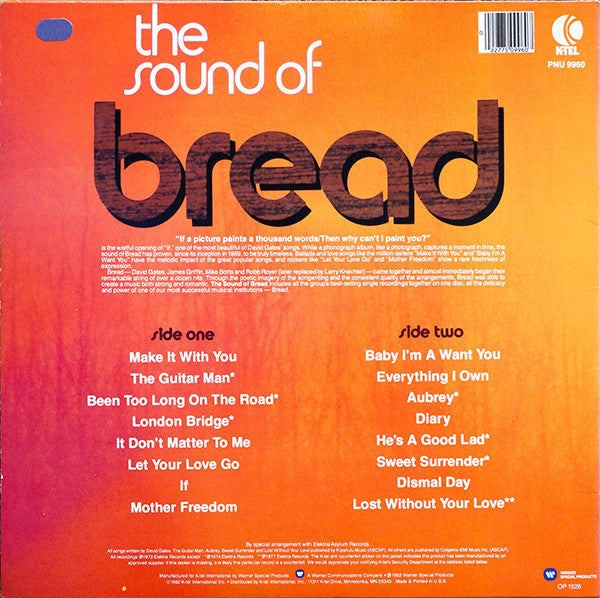 Bread : The Sound Of Bread- Their 16 Finest Songs (LP, Comp, 69)