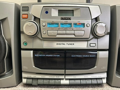 Philips AZ2765 Portable Boombox * CD-Radio-Double Cassette * Fully Serviced * New Belts