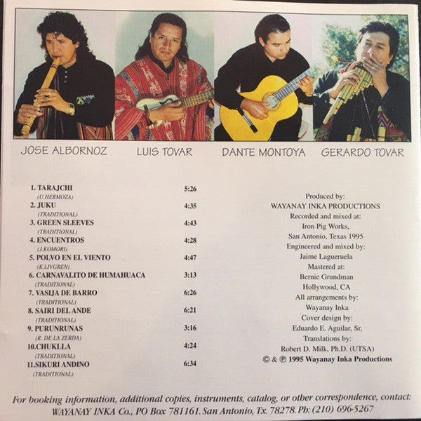 Wayanay Inka : ...De Los Andes (CD, Album)