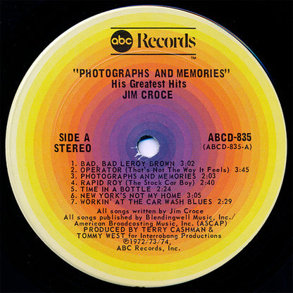 Jim Croce : Photographs & Memories (His Greatest Hits) (LP, Comp, Club, CRC)