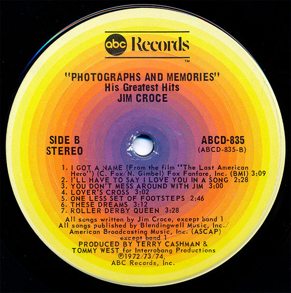 Jim Croce : Photographs & Memories (His Greatest Hits) (LP, Comp, Club, CRC)