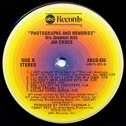 Jim Croce : Photographs & Memories (His Greatest Hits) (LP, Comp, Club, CRC)