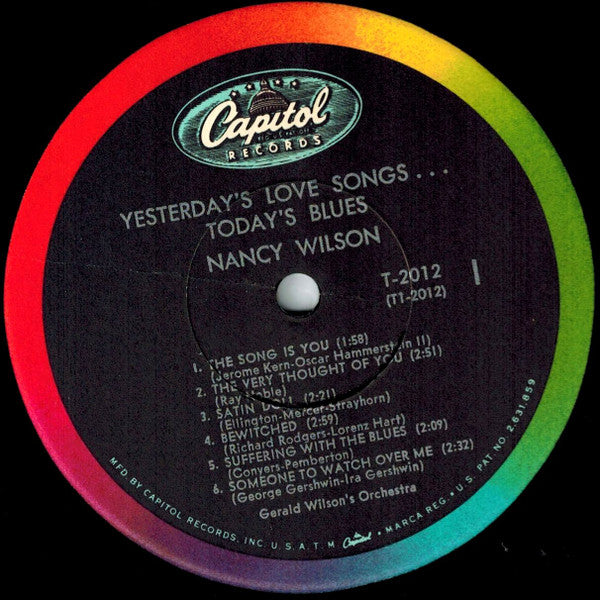 Nancy Wilson, (Gerald Wilson's Orchestra)* : Yesterday's Love Songs • Today's Blues (LP, Album, Mono, RP, Scr)