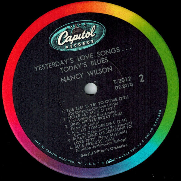 Nancy Wilson, (Gerald Wilson's Orchestra)* : Yesterday's Love Songs • Today's Blues (LP, Album, Mono, RP, Scr)