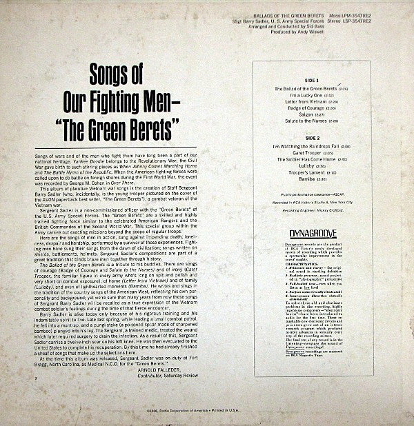 SSgt Barry Sadler* : Ballads Of The Green Berets (LP, Album, Mono, Hol)