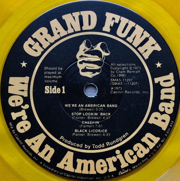 Grand Funk* : We're An American Band (LP, Album, Yel)