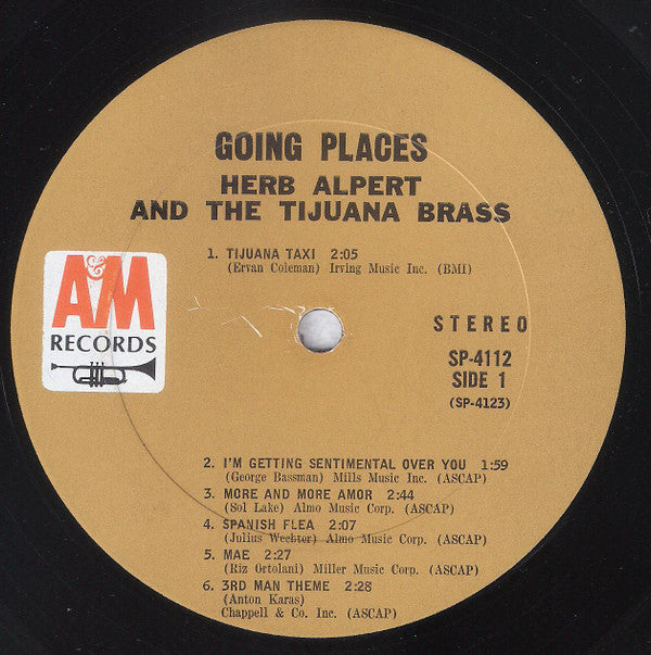 Herb Alpert And The Tijuana Brass* : !!Going Places!! (LP, Album, Pit)