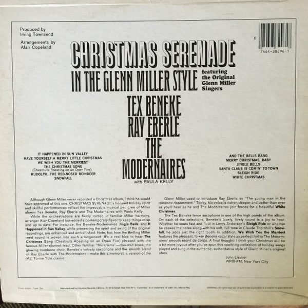 Tex Beneke, Ray Eberle And The Modernaires With Paula Kelly : Christmas Serenade In The Glenn Miller Style Featuring The Original Glenn Miller Singers (LP, RE)