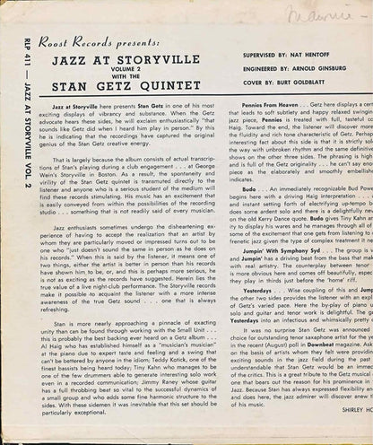 Stan Getz Quintet : Jazz At Storyville Volume 2  (10", Album, Mono)