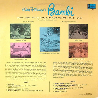 Walt Disney Studio Orchestra : Walt Disney's Bambi (LP, Album, RE, RP)