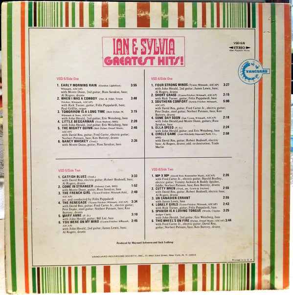 Ian & Sylvia : Greatest Hits! (2xLP, Comp, Pit)