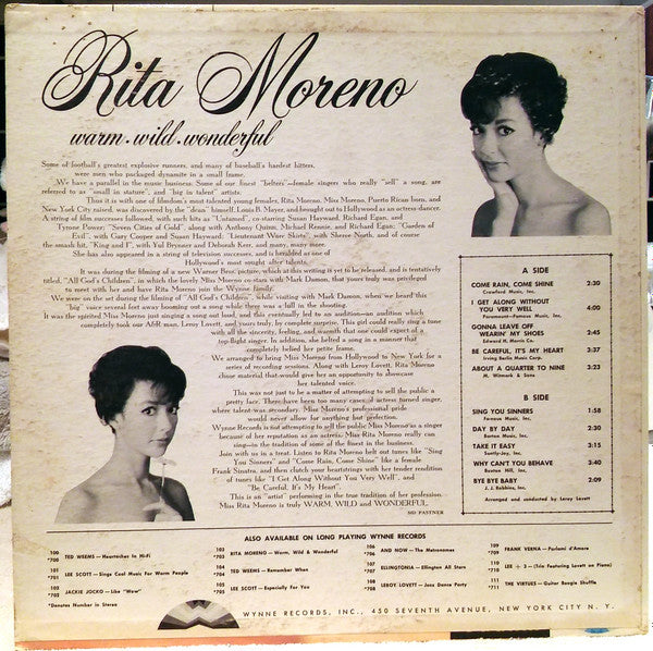 Rita Moreno : Warm, Wild Wonderful (LP)