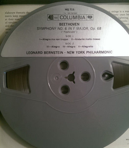 Beethoven* - Leonard Bernstein, New York Philharmonic : Pastoral Symphony (Symphony No. 6 In F Major, Op. 68) (Reel, 4tr Stereo, 7" Reel)