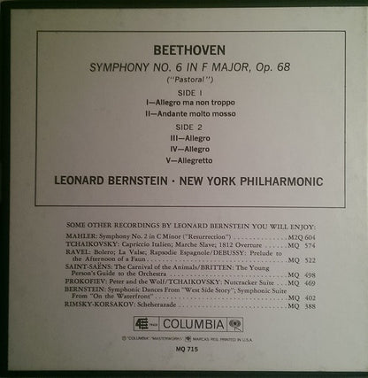 Beethoven* - Leonard Bernstein, New York Philharmonic : Pastoral Symphony (Symphony No. 6 In F Major, Op. 68) (Reel, 4tr Stereo, 7" Reel)