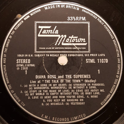 The Supremes : 'Live' At London's Talk Of The Town (LP, Album)