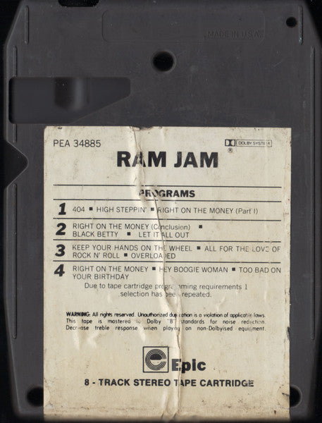 Ram Jam : Ram Jam (8-Trk, Album, Dol)
