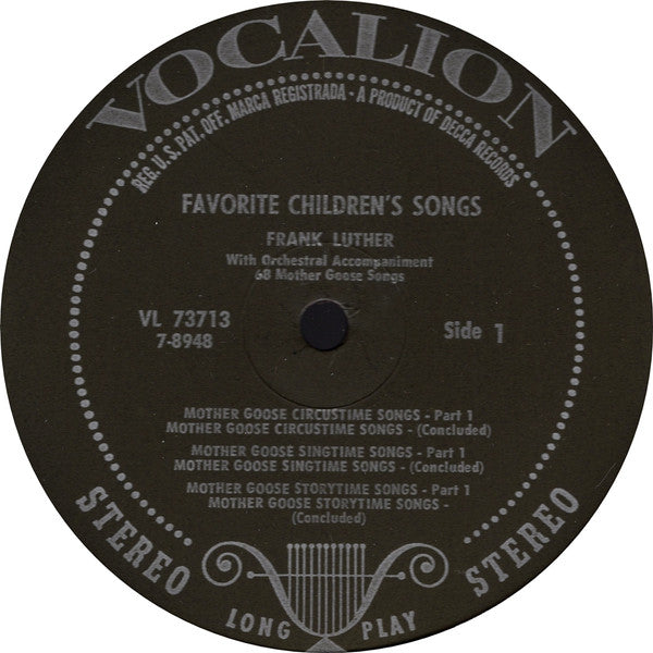 Frank Luther (2) : Favorite Children's Songs - 68 Mother Goose Songs (LP, Album)