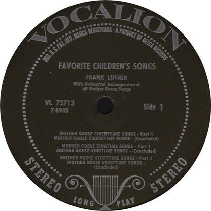 Frank Luther (2) : Favorite Children's Songs - 68 Mother Goose Songs (LP, Album)