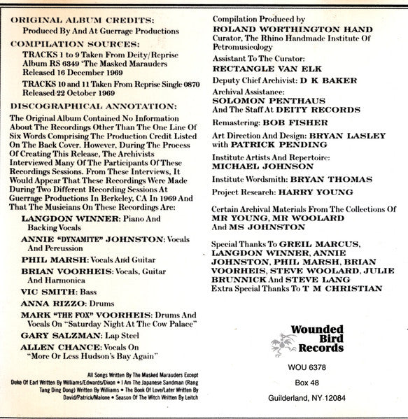 The Masked Marauders : The Masked Marauders (CD, Album, Mono, RE)
