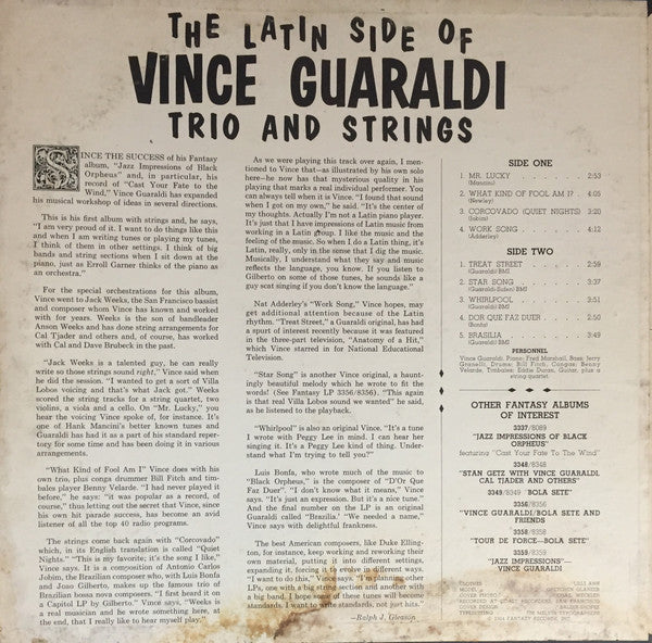 Vince Guaraldi Trio And Strings* : The Latin Side Of Vince Guaraldi (LP, Album, Mono)