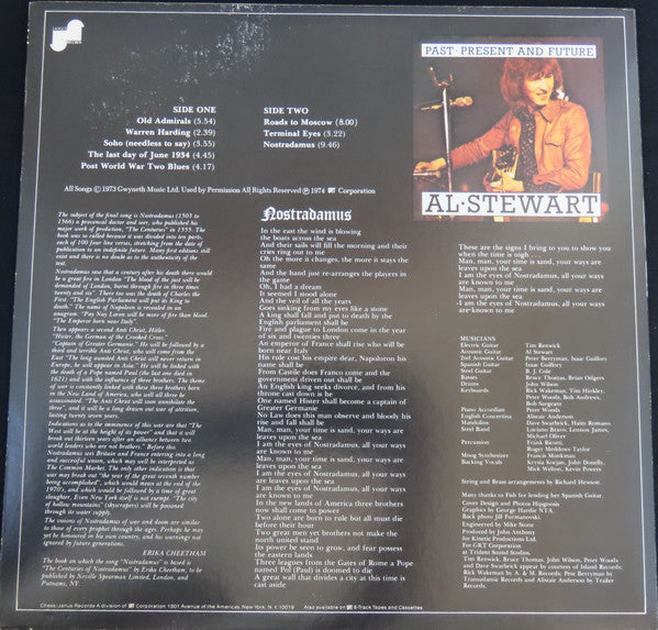 Al Stewart : Past, Present And Future (LP, Album)