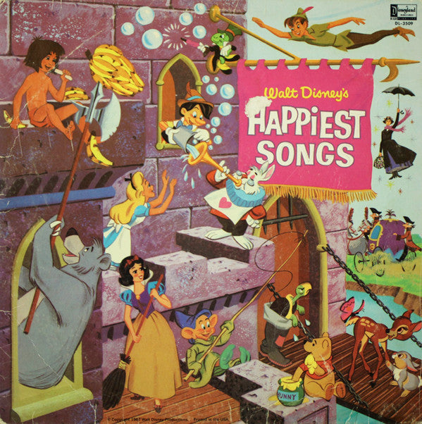 Various : Walt Disney's Happiest Songs (LP, Album, Comp, Mono, Yel)