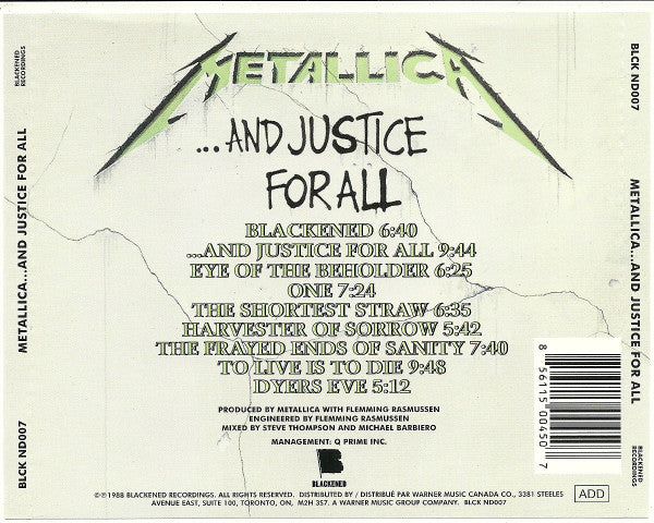 Metallica : ...And Justice For All (CD, Album, RE)