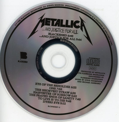 Metallica : ...And Justice For All (CD, Album, RE)
