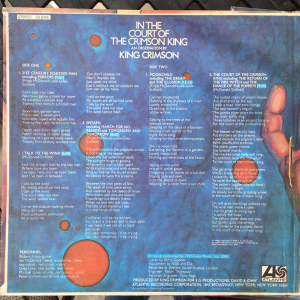 King Crimson : In The Court Of The Crimson King (An Observation By King Crimson) (LP, Album, RP, Pre)