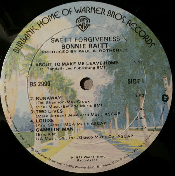 Bonnie Raitt : Sweet Forgiveness (LP, Album, Gol)