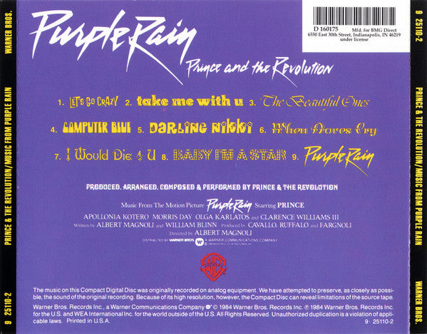 Prince And The Revolution : Purple Rain (CD, Album, Club, RE)
