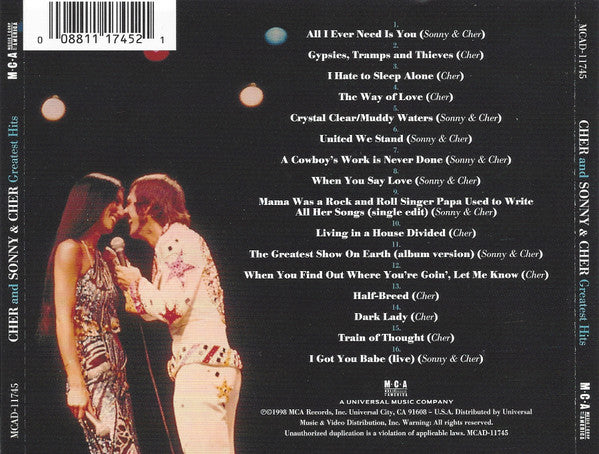 Cher and Sonny & Cher : Cher and Sonny & Cher Greatest Hits (CD, Comp, RM)