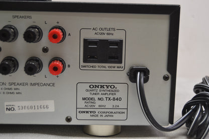 Onkyo TX-840 Stereo Receiver * 60W RMS * Remote * Fully Serviced * New Belts