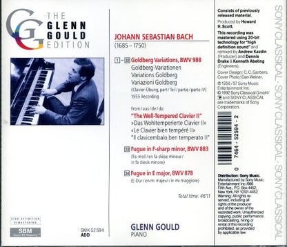 J. S. Bach*, Glenn Gould : Goldberg Variations BWV 988 (The Historic 1955 Debut Recording) (CD, Album, Mono, RE, RM, RP)