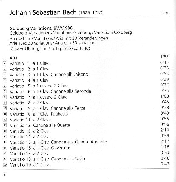 J. S. Bach*, Glenn Gould : Goldberg Variations BWV 988 (The Historic 1955 Debut Recording) (CD, Album, Mono, RE, RM, RP)